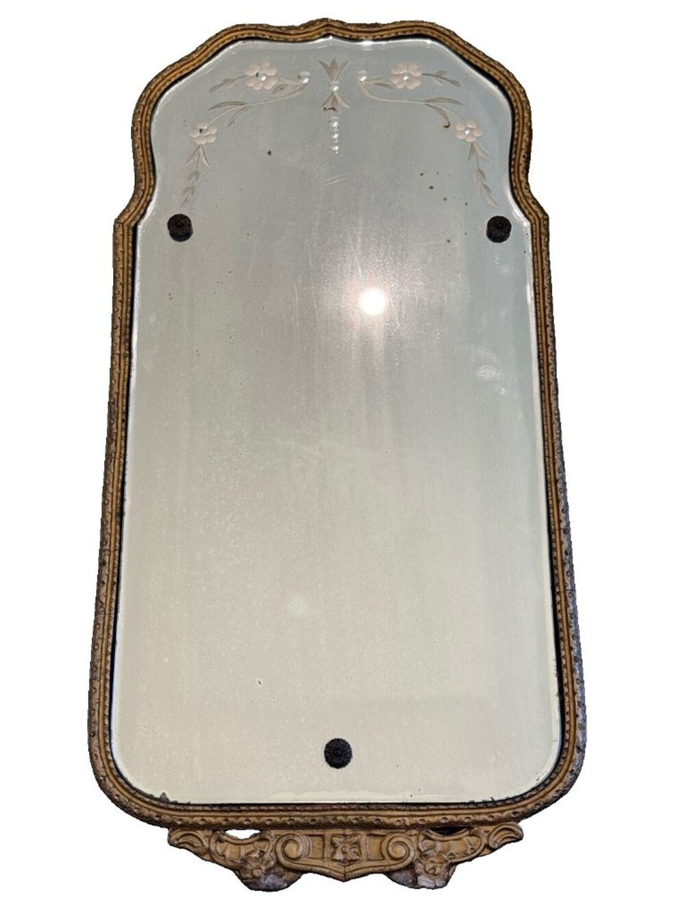 Antique Carved Wood Wall Mirror. Antique French Carved Wood Mirror 26 1/2 X 13